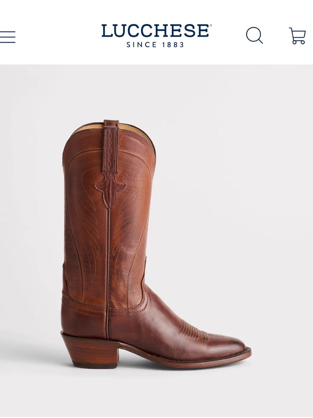 Lucchese Chestnut Brown Leather Cowboy Boots